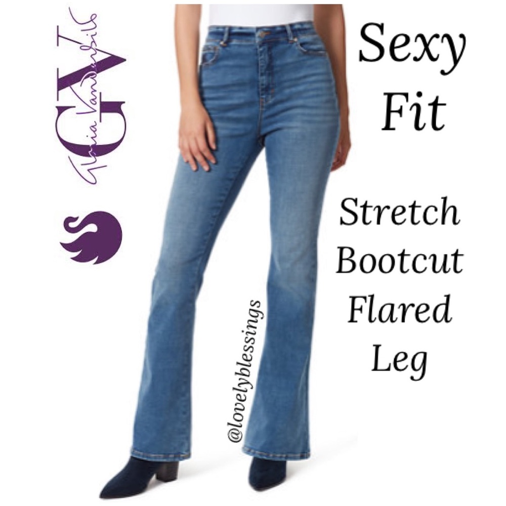 Women 16W Short Jeans Giselle Stretch Bootcut Flared Mid Rise Gloria Vanderbilt